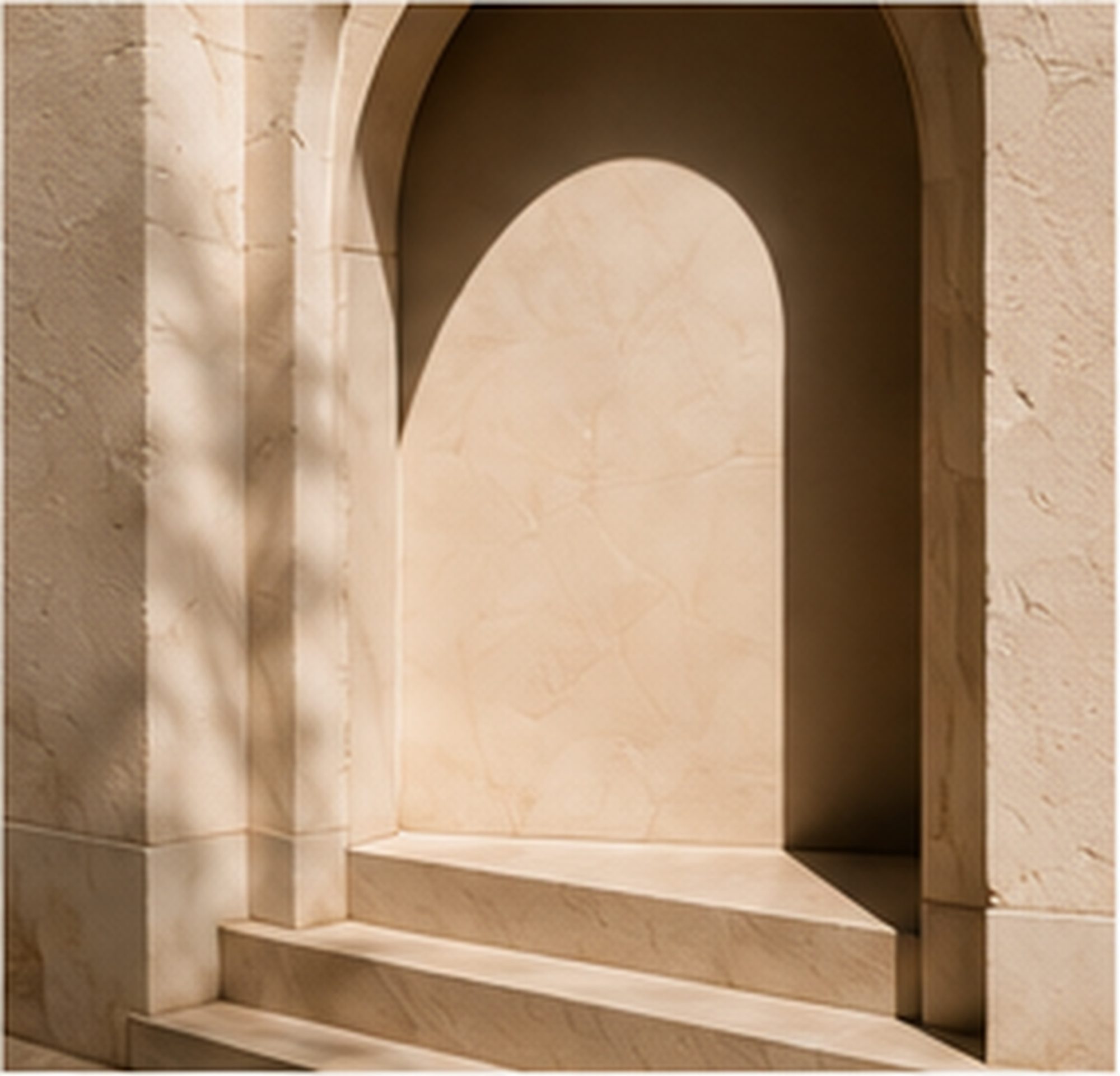 A sunlit stone archway